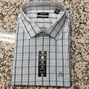 Alfani Men's Plaid Dress Shirt in White and Blue
